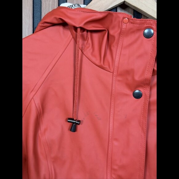 Ilse Jacobsen Hornbaek Raincoat 34 / US 4 Womens Orange Trench Button Snap Rainy - Picture 6 of 11